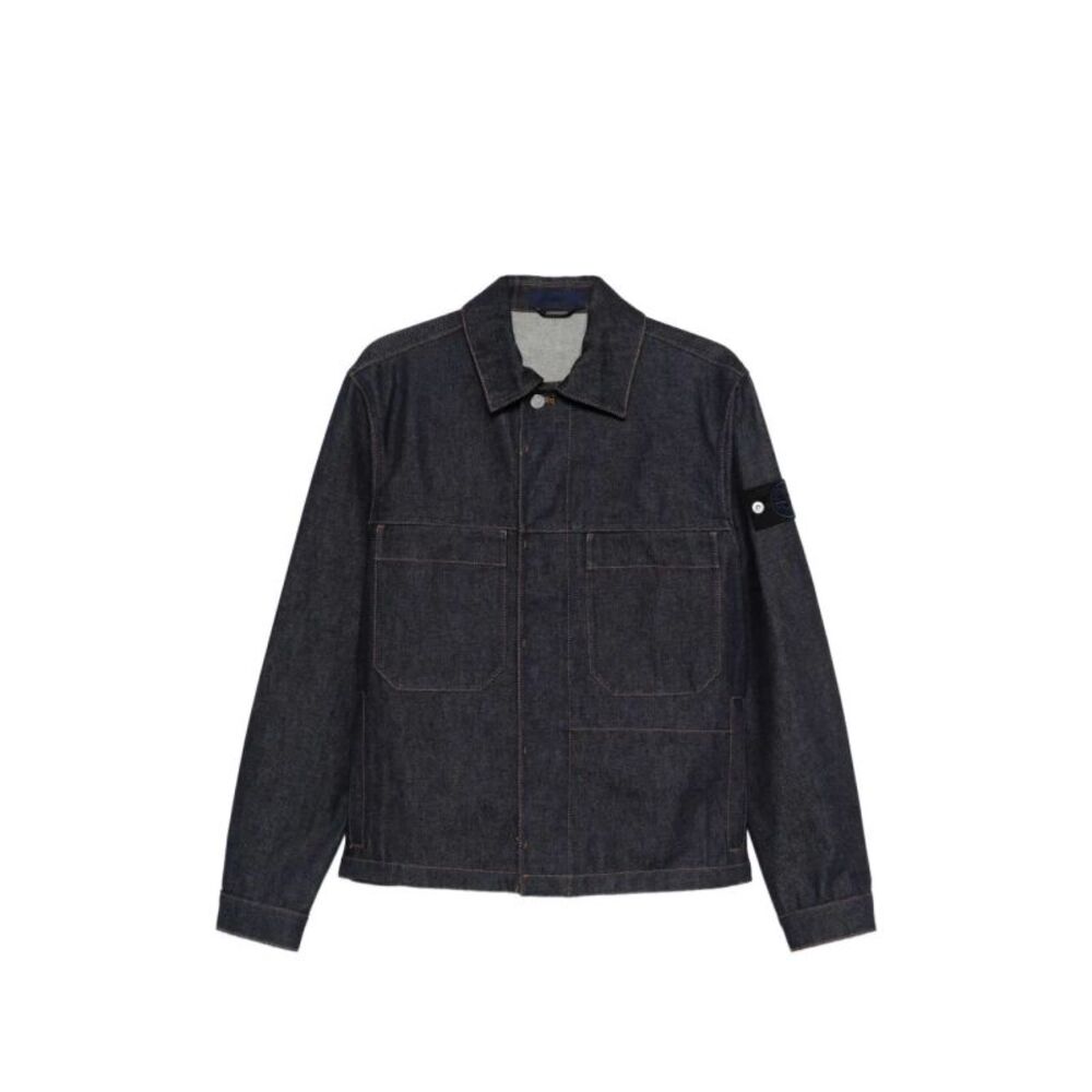 Stone Island Men `Indigo Denim-Raw` Biker Jacket